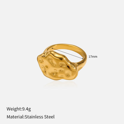 European and American Cross-Border Geometric Irregular Rings Retro Fashion Texture Furnace Vacuum Gold-Plated Ring Index Finger Ring Wholesale