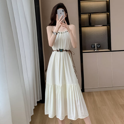 Bohemian Retro Salt-Style Design Suspender Dress with Hollow-Out Sun Protection Shirt Two-Piece Set 2026 Summer New Model
