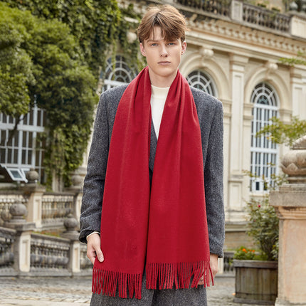 Men's Wool Scarf, Women's Winter Warm Cashmere Scarf, Autumn and Winter Korean Style Versatile Solid Color Scarf Wholesale