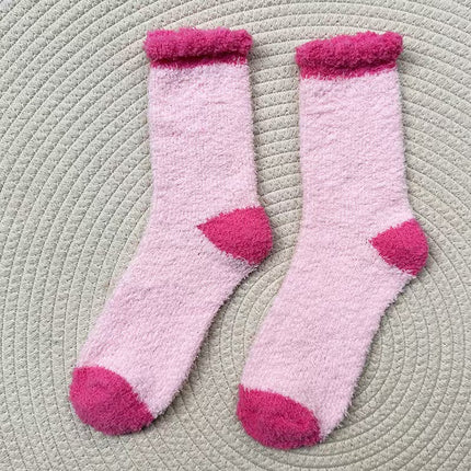 Cross-Border Non-Shedding Coral Fleece Heart-Shaped Floor Socks for Women, Autumn and Winter Thickened Warm Home Sleep Socks, Maternity Socks