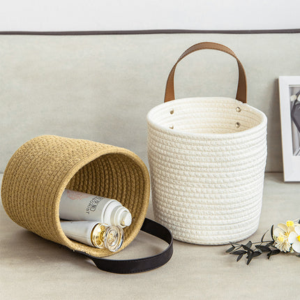 Storage Basket Desktop Woven Cosmetics Storage Basket Hanging Basket Wall Hangable Storage Basket Small Flower Basket Portable Kitchenware Nordic
