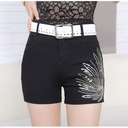 Denim Suit for Women 2025 New Heavy-Duty Rivet Tassel Sequin Slim Short Vest + Shorts Two-Piece Trendy Set