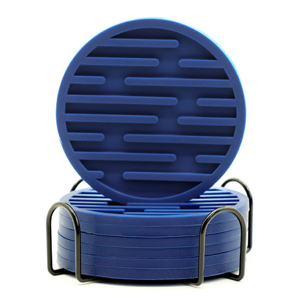 Silicone Coaster 10cm Round Heat Insulation Mat Marble Coffee Coaster Mat Anti-Perm Mat Set Storage Striped Drain