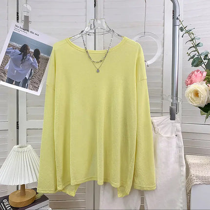 Macaron Color Ultra-White Sunscreen Clothing for Women, Front and Back Two-Wear Slit Niche Design Sunscreen T-Shirt Air-Conditioning Shirt