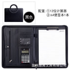 [leather] black/12-digit calculator/portable manager clip/1 + 1 sticky note