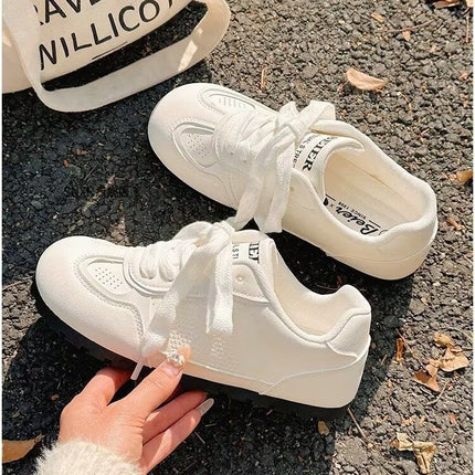 White Shoes Women's Ballet Style Training Shoes Summer 2025 New All-match Breathable Leather Flat Casual Shoes with Skirt