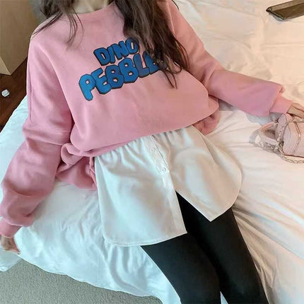 Small fart curtain women's matching sweater base autumn and winter fake two-piece shark pants with folded buttock covering small white skirt
