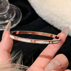 Bamboo joint imitation white fritillary bangle [rose gold] - titanium steel