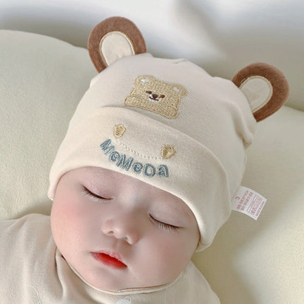 Katu Bear Infant Hat Spring & Fall 3-6-12 Months Male and Female Baby Pullover Hat Cotton 100-Day Sleeping Hat
