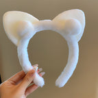 White hair ball ear headband (J1432)