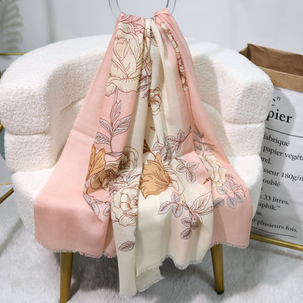 Fashion Printed Wool Scarf 80 Count Worsted Warm Large Shawl Thin Neck Protector Scarf for Mom Autumn and Winter New Products