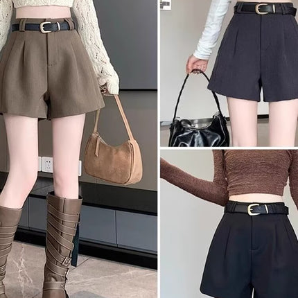 A- shape Shorts Women's 2024 Spring and Autumn New Woolen High Waist Dipped Casual Pants Small Slimming All-match Wide Legs