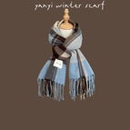 Korean plaid scarf-blue