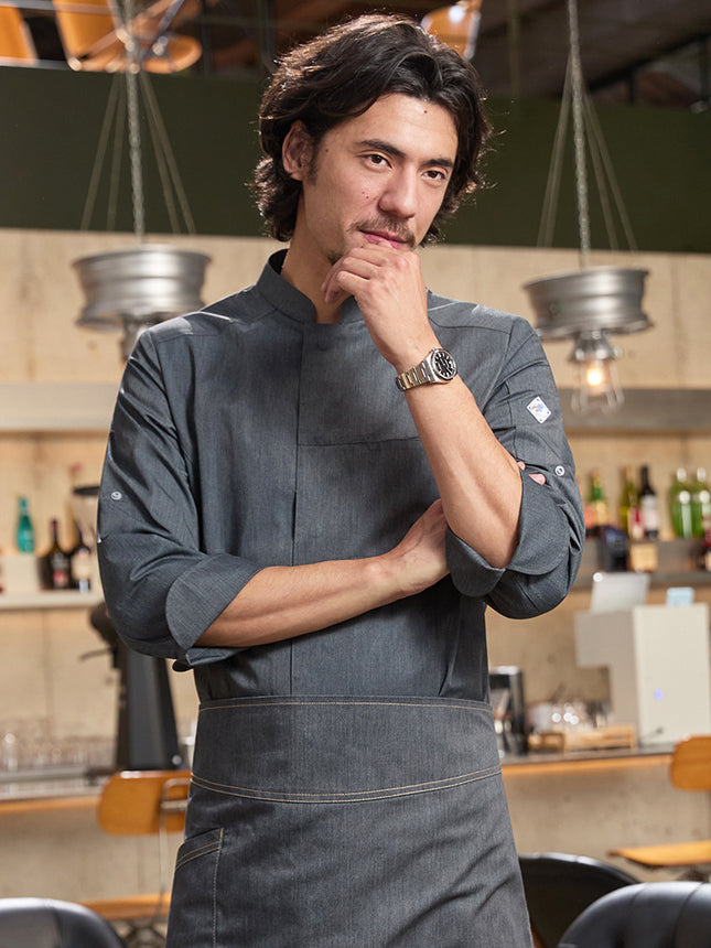 Tesmei Chef Uniform Men's Long-Sleeved Chef Coat Hotel Western Restaurant Baking Back Kitchen Suit Chef Uniform