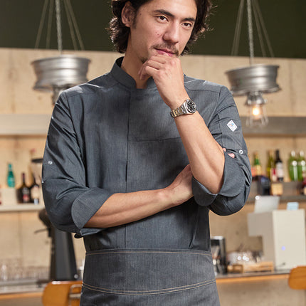 Tesmei Chef Uniform Men's Long-Sleeved Chef Coat Hotel Western Restaurant Baking Back Kitchen Suit Chef Uniform