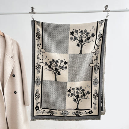 2025 New Autum Women's Fashion Scarf Retro Stitching Contrasting Jacquard Scarf Warm and Cold-Proof Air-Conditioned Shawl