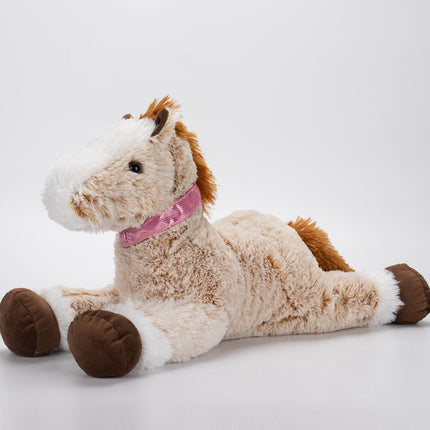 Simulation Pony Doll Cross-border Plush Toy Creative Cute Lying Posture Brown Horse Animal Doll Sleeping Doll Pillow