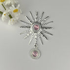 Silver sunflower pink beads