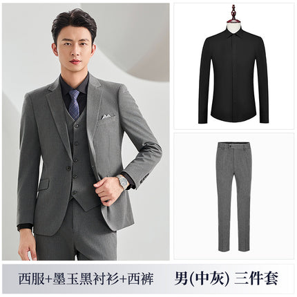 Men's Three-Piece Korean Style Slim Dress Business Professional Formal Wear Men's Groom Wedding Suit Suit