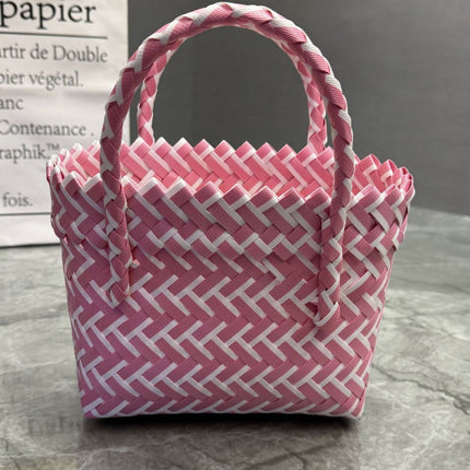 Plastic Woven Bow Basket Bag / Sac Panier Tressé Nœud Plastique