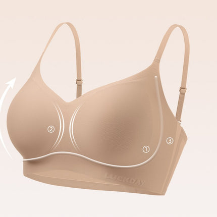 Seamless Comfortable Women's Soft Fixed Cup Strap Latex Push-Up Bra for Small Bust with Liquid Foundation Bra