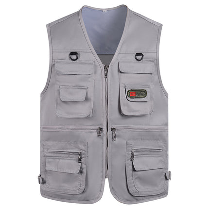 Spring and Autumn Multi-pocket Functional Photography Vest Fishing Waistle Outdoor Tooling Men's Vest Reporter Multi-pocket Horse Clip