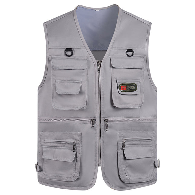 Spring and Autumn Multi-pocket Functional Photography Vest Fishing Waistle Outdoor Tooling Men's Vest Reporter Multi-pocket Horse Clip