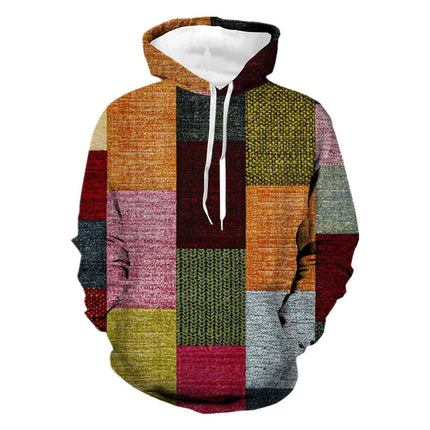 2023 New Amazon foreign trade stitching pattern 3D digital printing sweater spring and autumn men's and women's hoodie