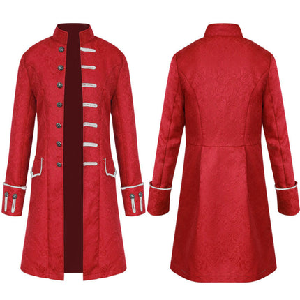 Men's coat Amazon European and American style medieval clothing coat jacket windbreaker long retro stand collar performance clothing