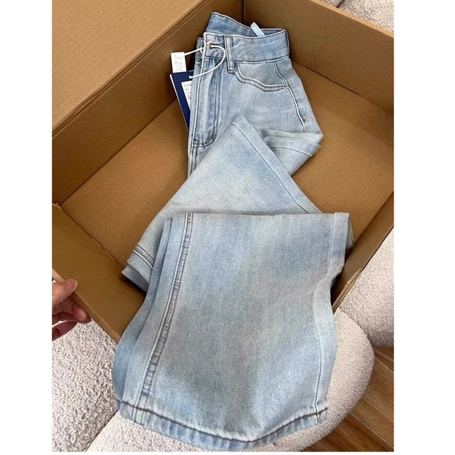American Retro Embroidered Straight Wide-Leg Jeans for Women Spring 2025 New Light-Colored High-Waisted Extended Floor-Length Pants