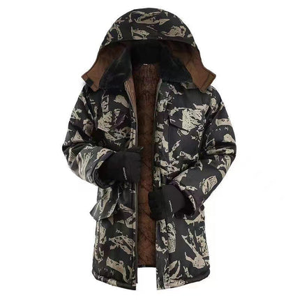 Winter camouflage cotton-padded jacket men's cold-proof warm outdoor overalls hooded thickened cotton overcoat labor protection wholesale