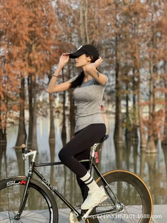 Luludarling Seamless Yoga Short-Sleeved Swiftly Slimming Look All-In-One Breathable Sports Fitness Base Layer