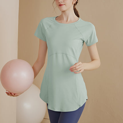 High-End Sports Short-Sleeved Women's Slimming Look Yoga Short-Sleeved Running Training Long Butt-Covering Fitness Wear T-Shirt