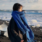 Solid color atmospheric scarf klein blue