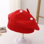 Small white ball beret-big red / 3-48 months