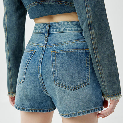 high quality High-end 2024 Summer New Denim Shorts High Waist Slimming Hot Pants Small All-match A- line Shorts