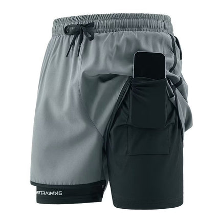 Cross-Border Sports Shorts for Men and Women, Running Fitness Anti-Exposure Three-Point Shorts, Fake Two-Piece Couple Quick-Dry Shorts