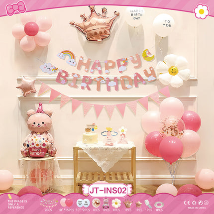 Cross-Border Ins Style Kidsren's Birthday Scene Decoration Boys and Girls Balloons Family Simple Party Ritual Sense