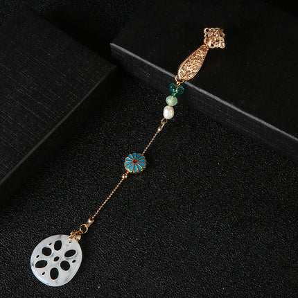Antique Cheongsam National Tide Wind Pressure Break Elegant Pendant Brooch Hanfu Tea Clothing Tassel Retro Chinese Makeup Accessories Women