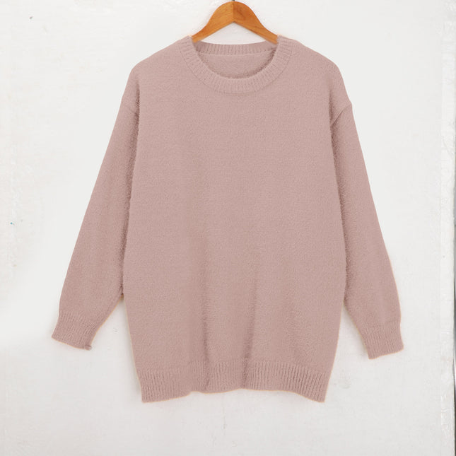 Yzt-Ddmtt Solid Color Mink Fur Printed Sweater, Cross-Border Amazon Best-Selling Model, Exclusively for Cross-Border Sales, Popular Women's Loose Fit