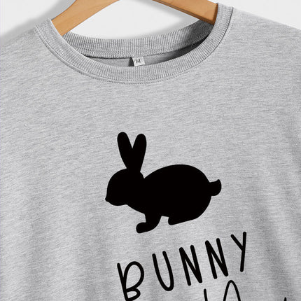 Amazon Cross-Border Export European and American Fashion Bunny Mom Fun Casual Women's Loose Long-Sleeved Round Neck Sweatshirt