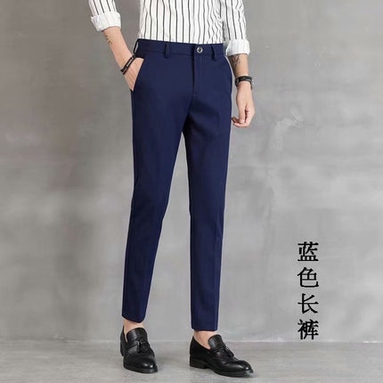 Summer Cropped Pants for Men, Korean Style Trendy Black Casual Pants, Thin Drapey Suit Pants, Slim Fit Tapered Dress Pants for Men