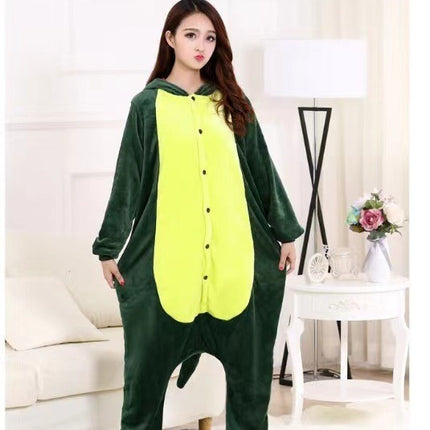 Fruit Green Dinosaur Cartoon One-Piece Pajamas Direct from Manufacturer Autumn and Winter Flannel Loungewear Wholesale Dropshipping Warm