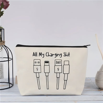 Cross-border Hot Selling Printed Canvas Cosmetic Bag Women Clutch Bag Student Zipper Pencil Case Wholesale Large Capacity Storage Bag
