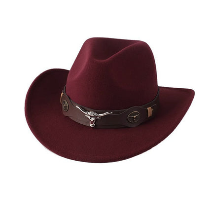 American Retro Western Knight Hat Men's Top Hat Spring and Autumn Jazz Hat Women's British Casual High-End Large-Brimmed Woolen Hat Women's