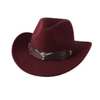 [warped western cowboy big and small bull head] burgundy / Adjustable