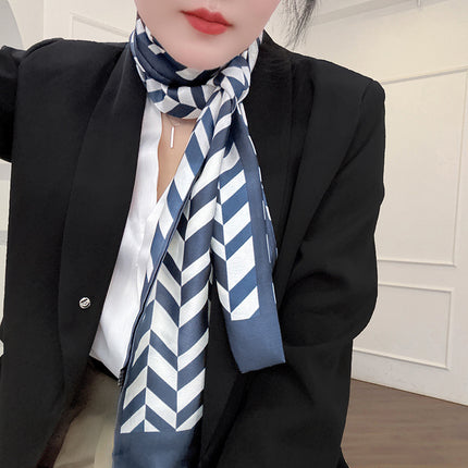 Spring and Summer New Double-layer New Silk Satin Neck Protection Scarf Women's Autumn and Winter Matching Shirt Elegant All-match Scarf