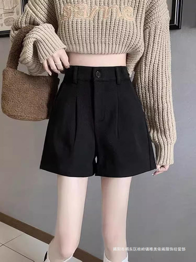 Autumn and Winter 2024 Korean Style Little Boots Pants New Casual Pants Women's Fashion High Waist Slimming Woolen Wide Leg Pants A- word