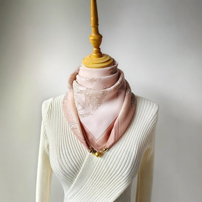 2024 New Cotton and Linen Square Scarf Autumn and Winter Neck Protection Small Scarf Women's Magnetic Buckle Triangle Scarf High-grade All-match Scarf