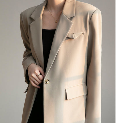 Green suit jacket for women Spring and Autumn 2024 New High sense niche Korean style British style loose small suit